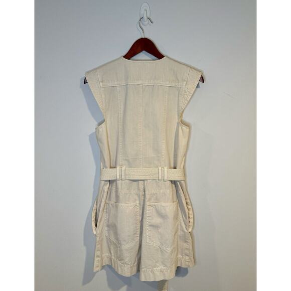 Ulla Johnson Briar Beige Cotton Snap Button Front Belted Sleeveless Romper - Picture 5 of 11
